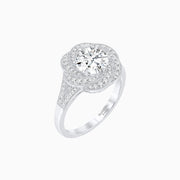 Vintage Inspired Round Cut Swirl Halo Diamond Ring - Shahin Jewelry